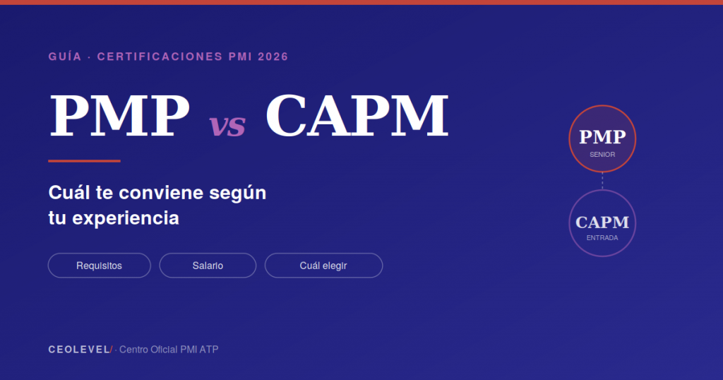PMP vs CAPM: cuál te conviene según tu experiencia. Comparativa de certificaciones PMI 2026