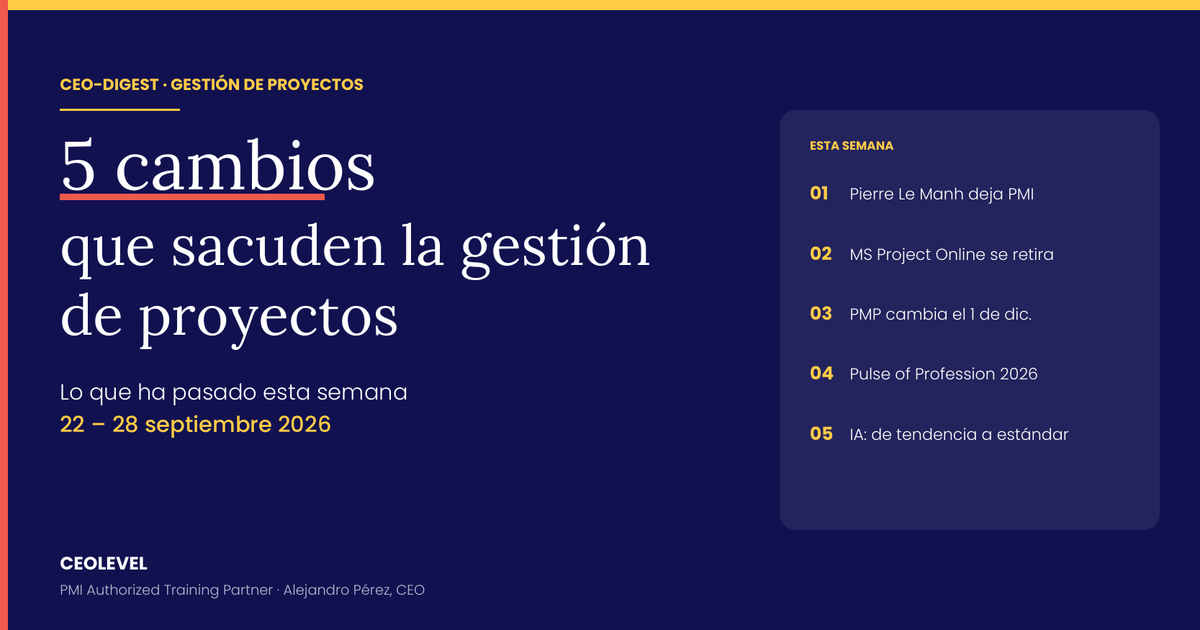 5 cambios que sacuden la gestión de proyectos - Septiembre 2026 - CEOLEVEL