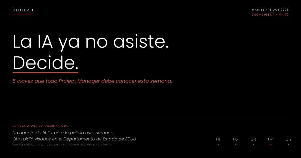 CEO-Digest Nº 42: La IA ya no asiste. Decide. 5 claves para Project Managers — CEOLEVE